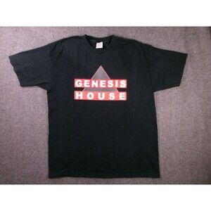 Vintage Genesis House Shirt Men XL Black Graphic Pre-Shrunk Band 13 USA Fabric